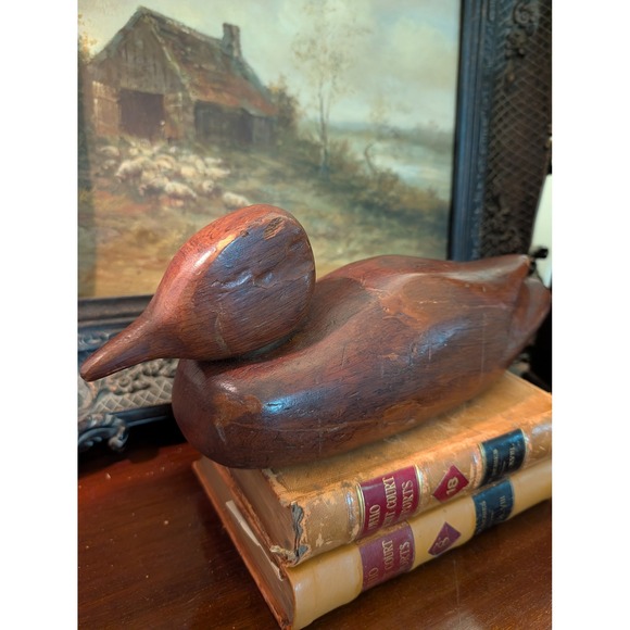 Other - Vintage Hand Carved Solid Wood Duck Decoy Rustic Primitive Cabin Decor 15x4